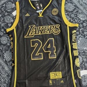 adidas Black and Yellow Lakers #24 Commemorative Jersey